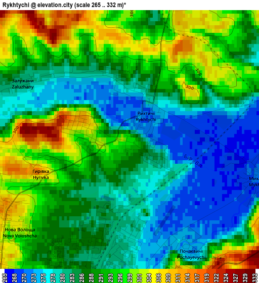 Rykhtychi elevation map