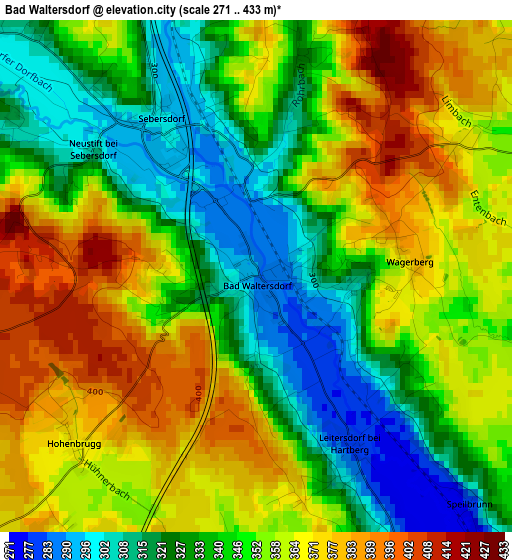 Bad Waltersdorf elevation map