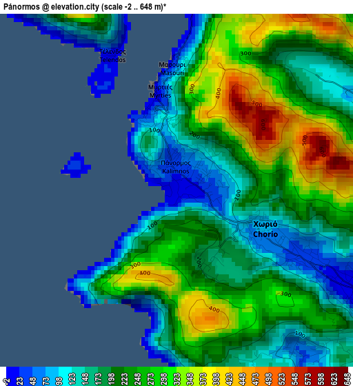 Pánormos elevation map