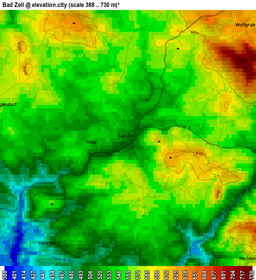 Bad Zell elevation map