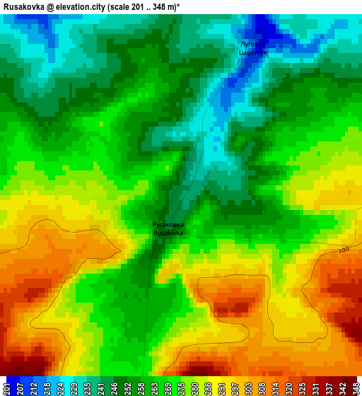 Rusakovka elevation map