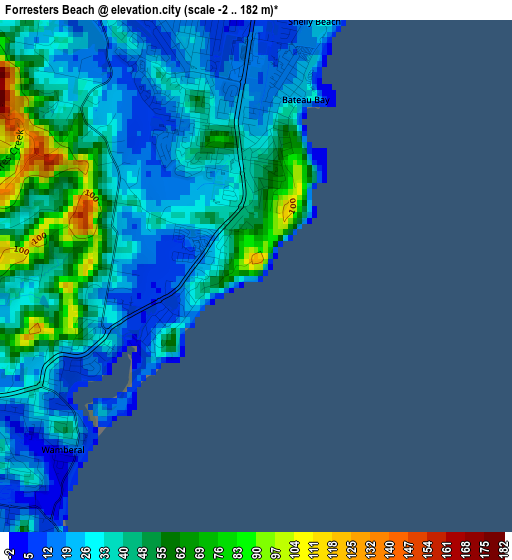 Forresters Beach elevation map