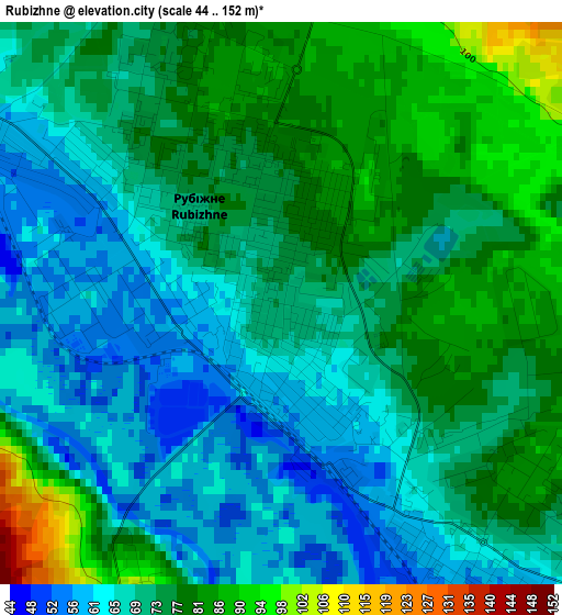 Rubizhne elevation map