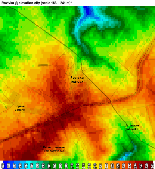 Rozivka elevation map