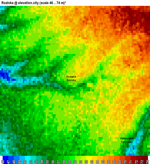 Rozivka elevation map