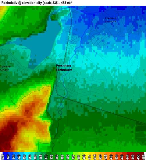 Rozhniativ elevation map