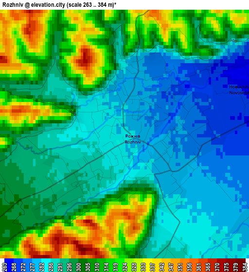 Rozhniv elevation map