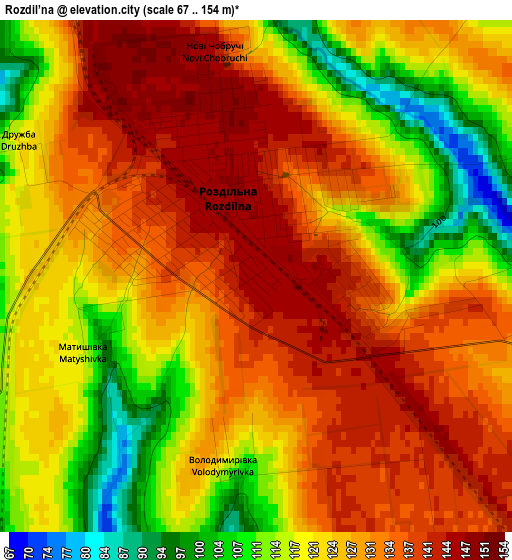 Rozdil’na elevation map