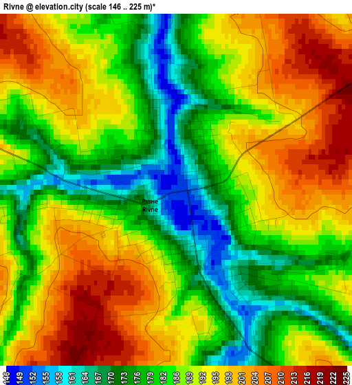 Rivne elevation map