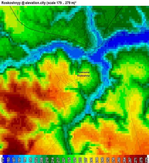 Roskoshnyy elevation map