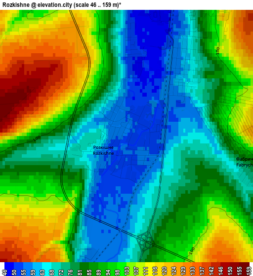 Rozkishne elevation map