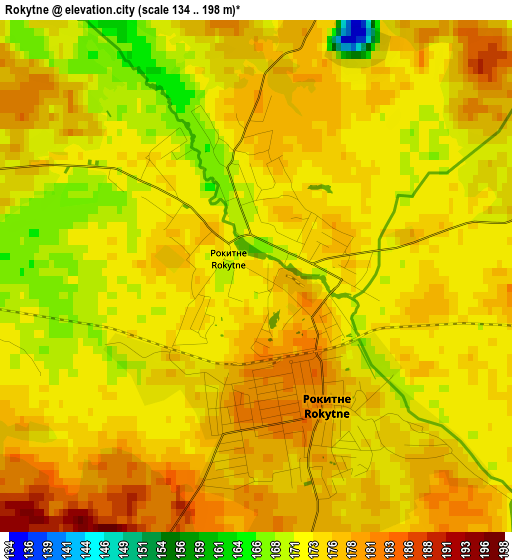 Rokytne elevation map