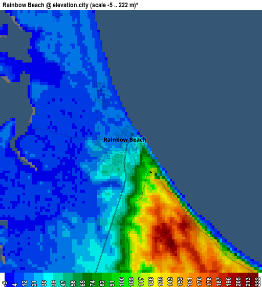 Rainbow Beach elevation map