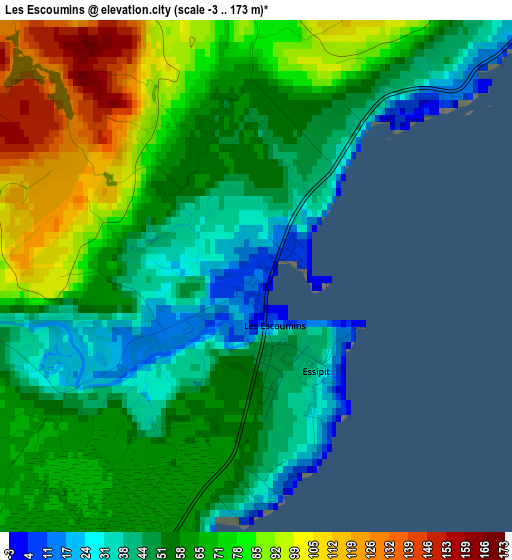 Les Escoumins elevation map