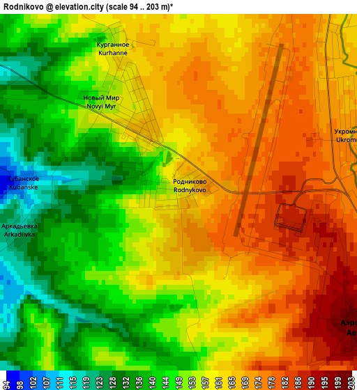 Rodnikovo elevation map