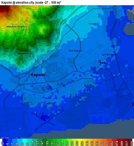 Kapolei elevation map