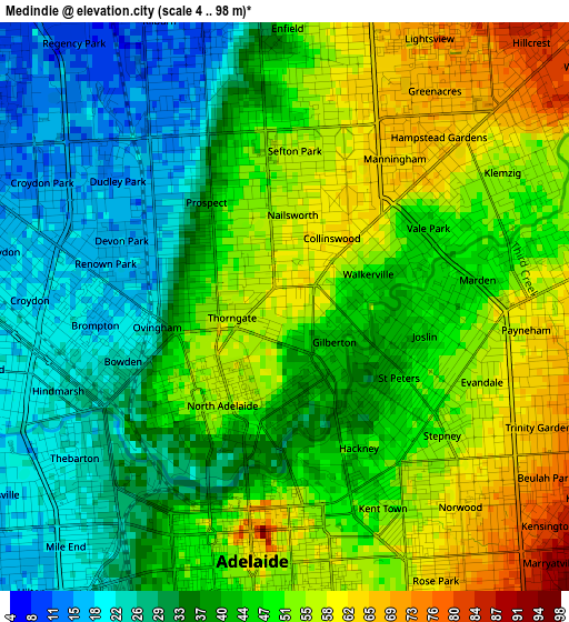 Medindie elevation map