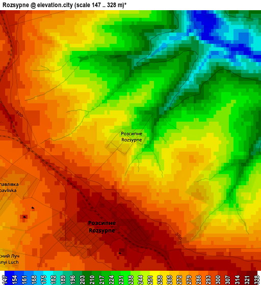 Rozsypne elevation map