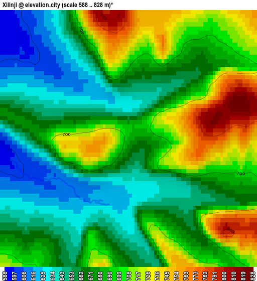 Xilinji elevation map