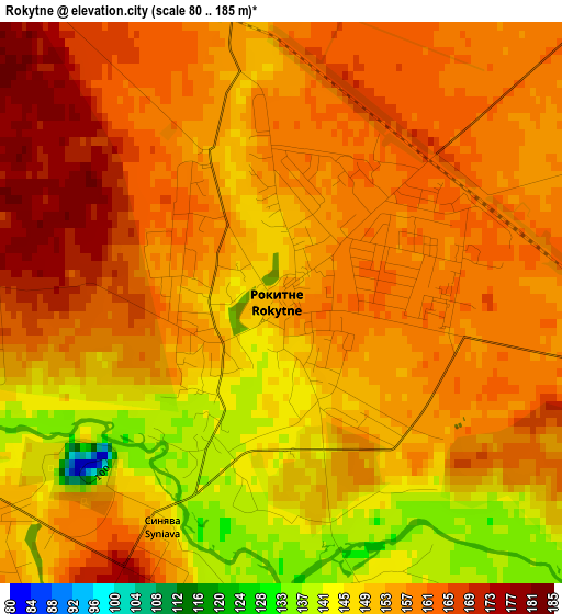 Rokytne elevation map