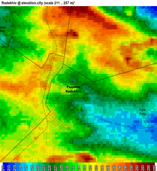 Radekhiv elevation map