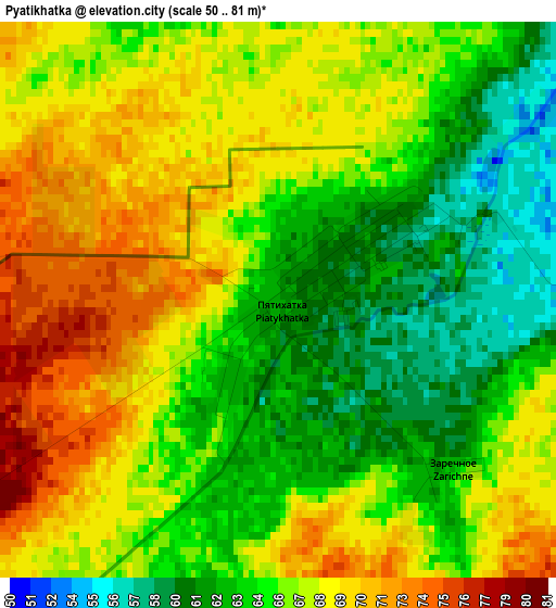 Pyatikhatka elevation map