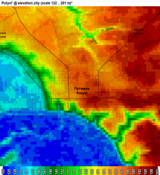 Putyvl’ elevation map