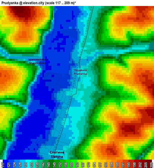 Prudyanka elevation map