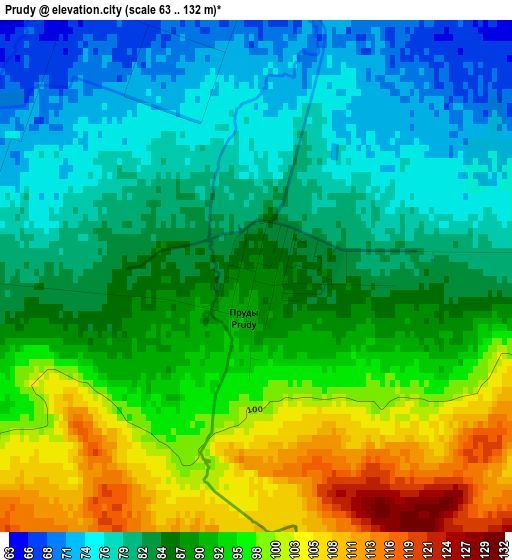 Prudy elevation map