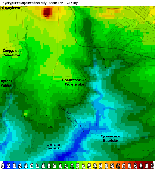 P'yatypill'ya elevation map