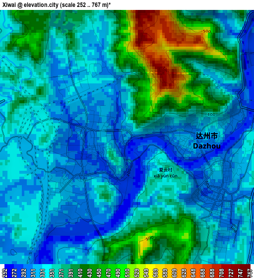 Xiwai elevation map