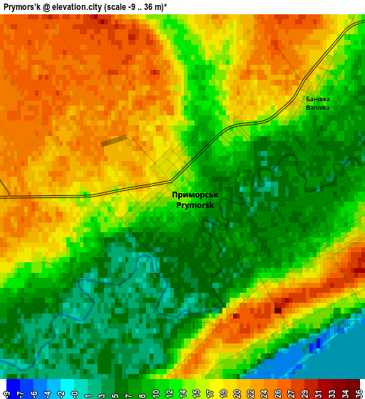 Prymors’k elevation map