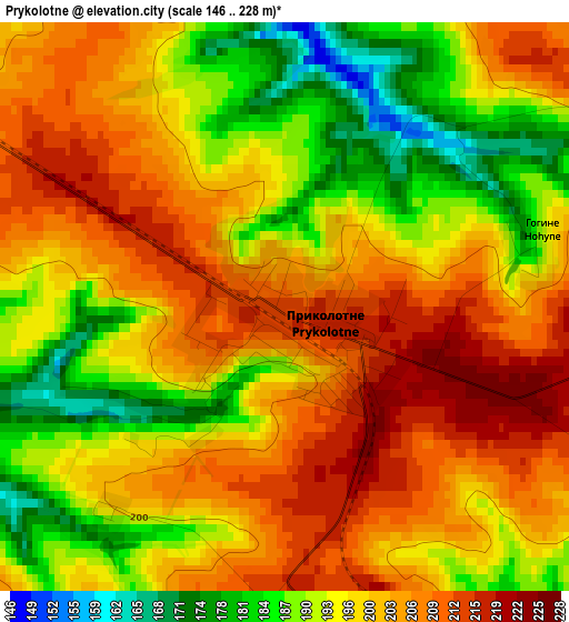 Prykolotne elevation map