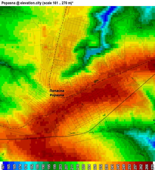 Popasna elevation map