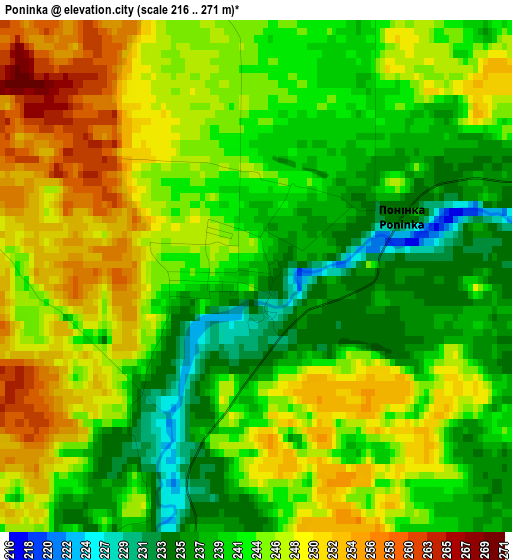 Poninka elevation map