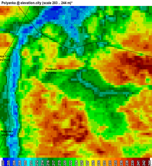 Polyanka elevation map