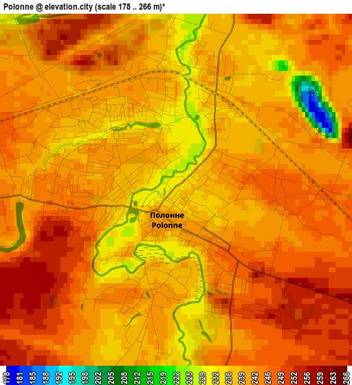 Polonne elevation map