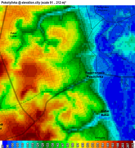 Pokotylivka elevation map