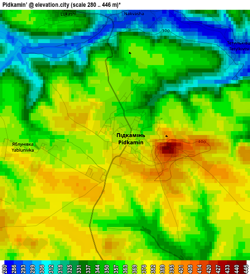 Pidkamin’ elevation map