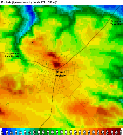 Pochaiv elevation map