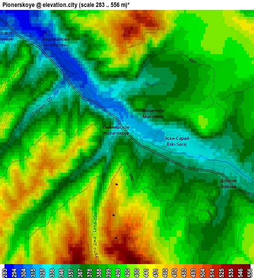 Pionerskoye elevation map