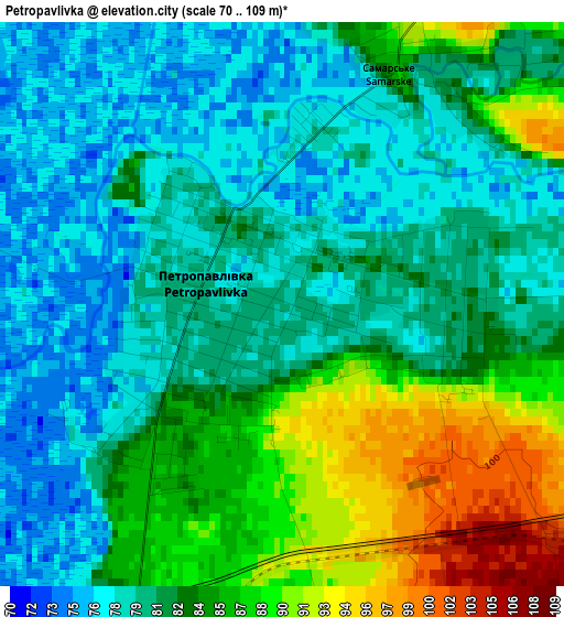 Petropavlivka elevation map