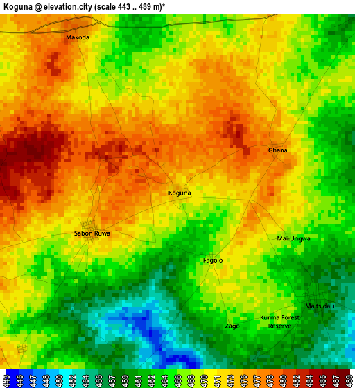 Koguna elevation map