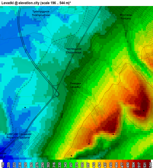 Levadki elevation map