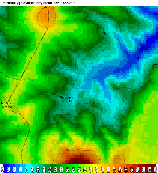 Petranka elevation map