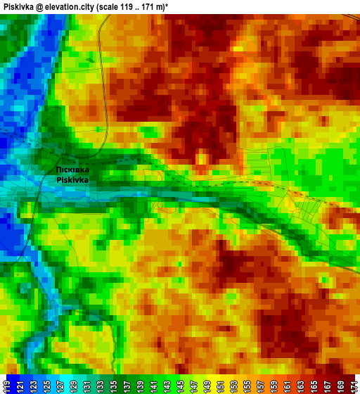 Piskivka elevation map