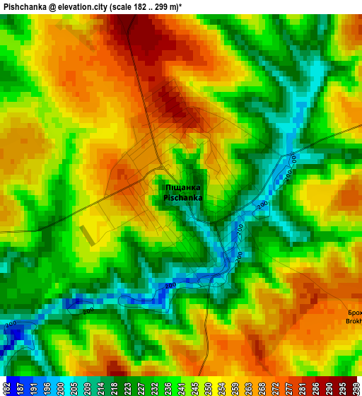 Pishchanka elevation map