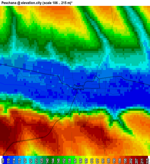 Peschana elevation map