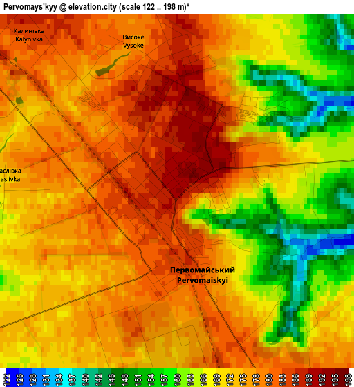 Pervomays’kyy elevation map