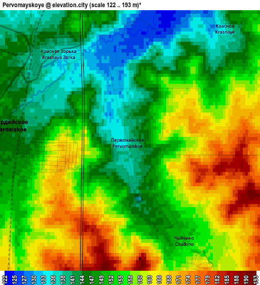 Pervomayskoye elevation map